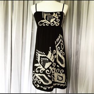 INC Embroidered Boho Black & White Dress  Sz S